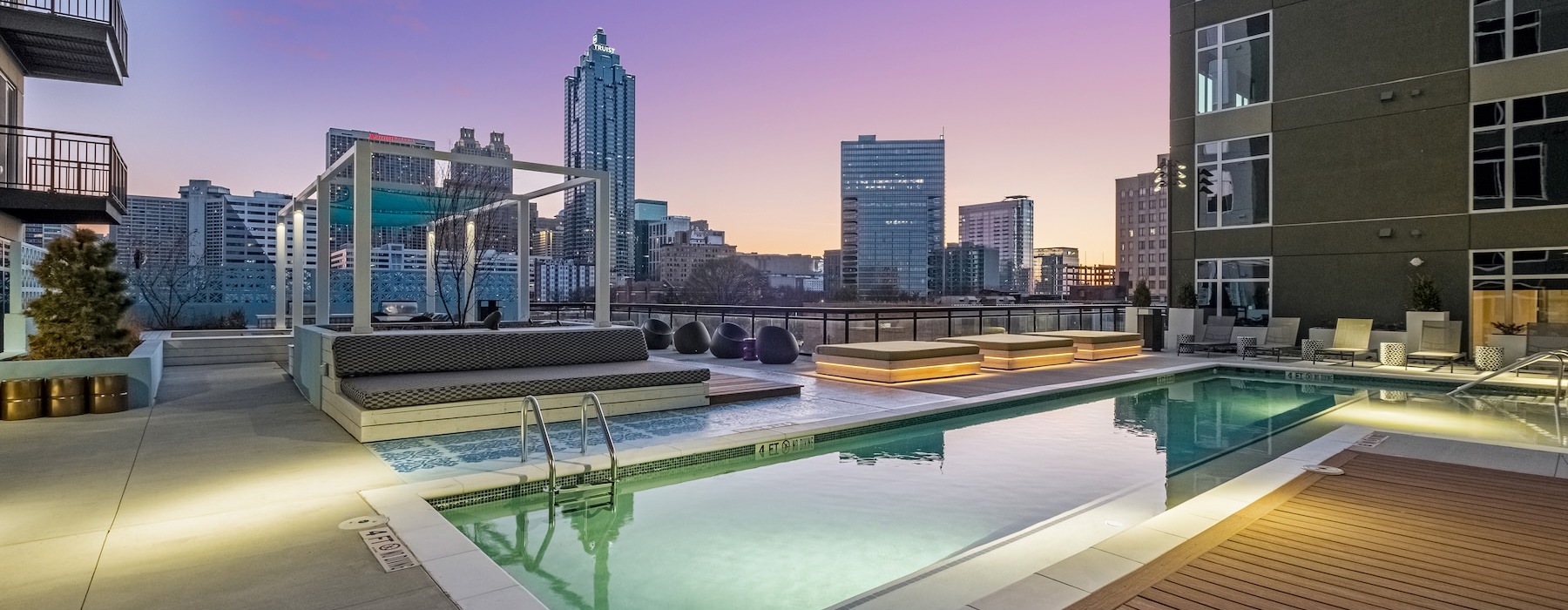 a pool in a courtyard