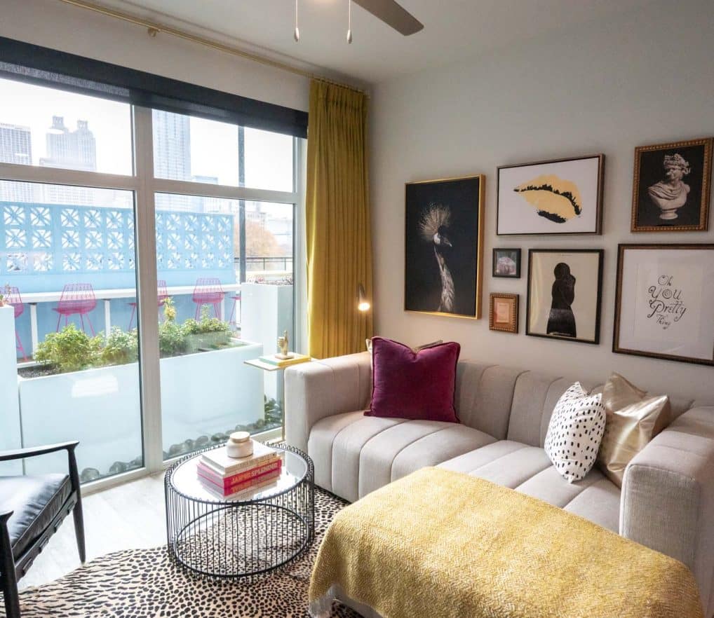 Furnished living room with couch and chairs